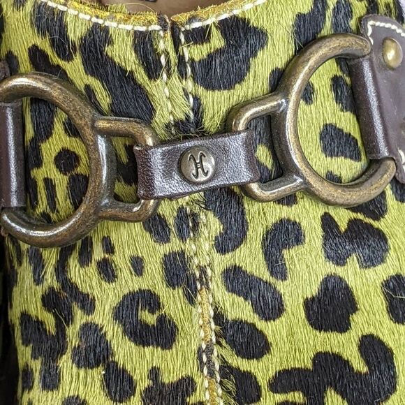 Cole Haan D17490 Green Leopard Print Pony Hair Wedge Mules Clogs - Picture 2 of 9